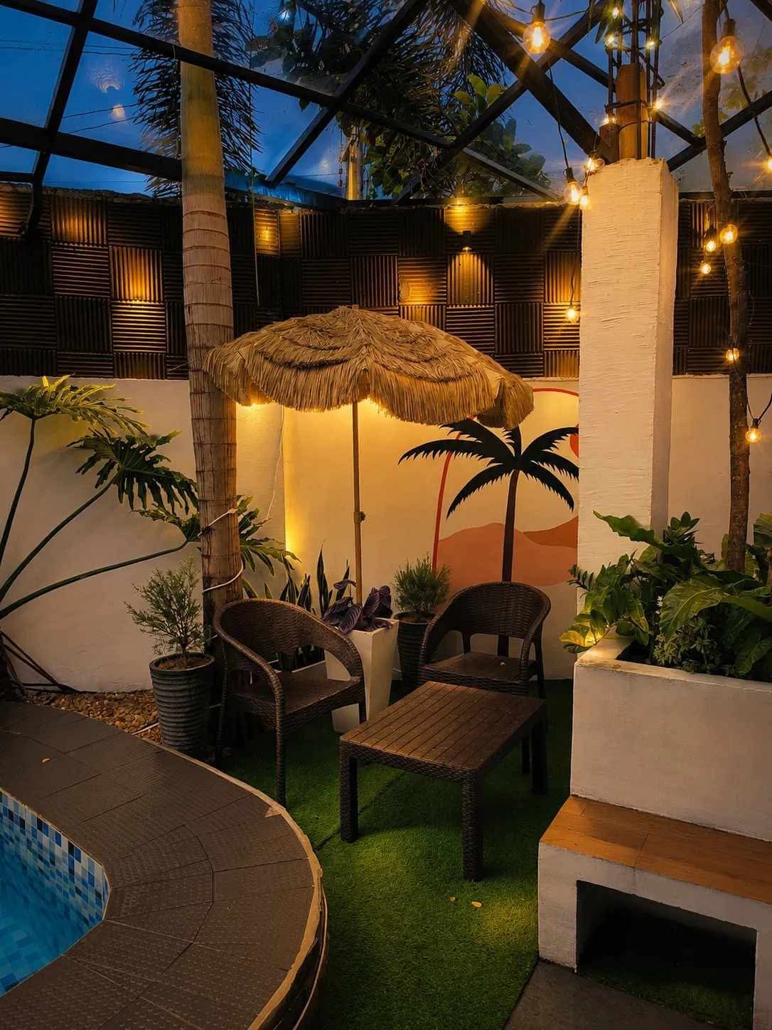 Poolside Lounge at Night